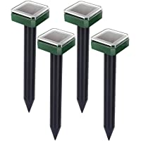 Ahuyentador de topos solar，IP65 impermeable Repelente Ultrasónico para Animales，4 Piezas Repelente de Ratones Solar…